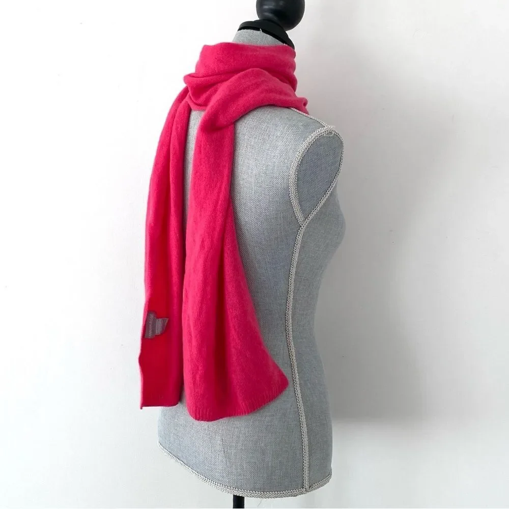 Hannah Rose Fuchsia Pink 100% Cashmere Lightweight Scarf Quiet Luxury Classic